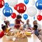 6Pcs Red Blue White Round Foil Balloons,Giant 4D Round Ball Balloons,22 Inch Metallic Black Gold Balloon for Independence Day Patriotic Party Memorial Day Birthday Decorations